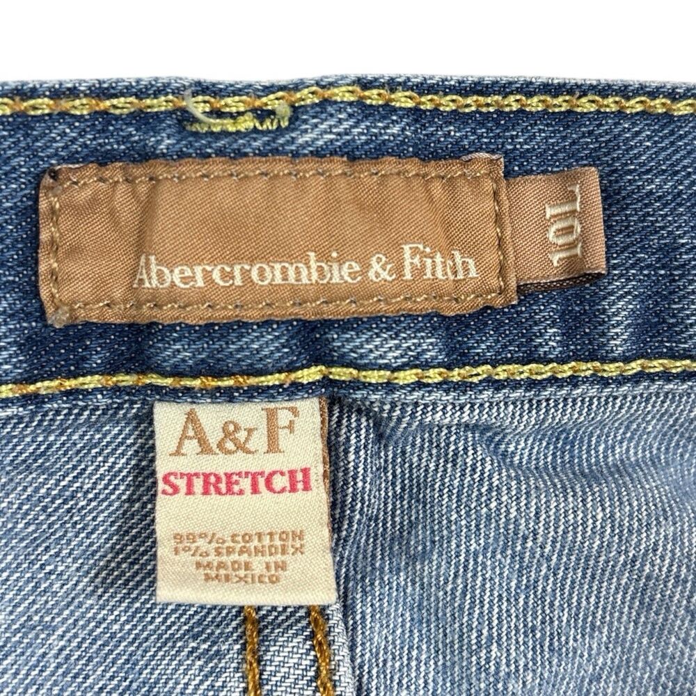 Abercrombie & Fitch Y2K Denim Stretch Bermuda Shorts Low Rise Cuffed Size 10 - Picture 9 of 9